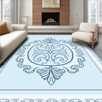 Elegant Blue Laurel Medallion Pattern Rug