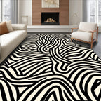 Bold Black White Striped Abstract Rug
