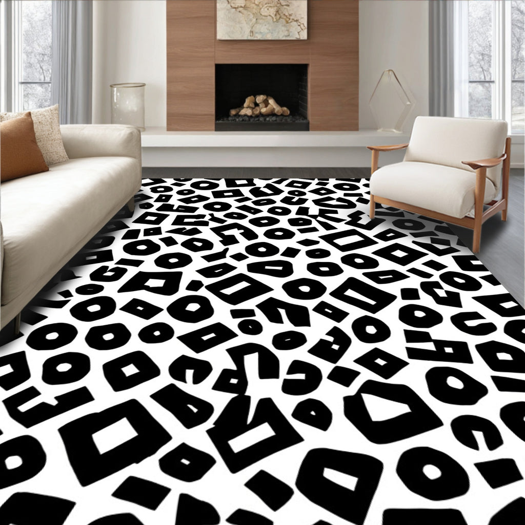 Abstract Shapes Textured Graphic Rug