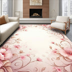 Soft Pink Floral Vine Design Rug