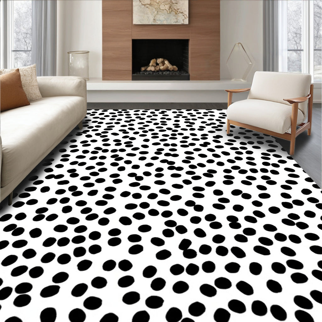 Random Black Dot Pattern Rug