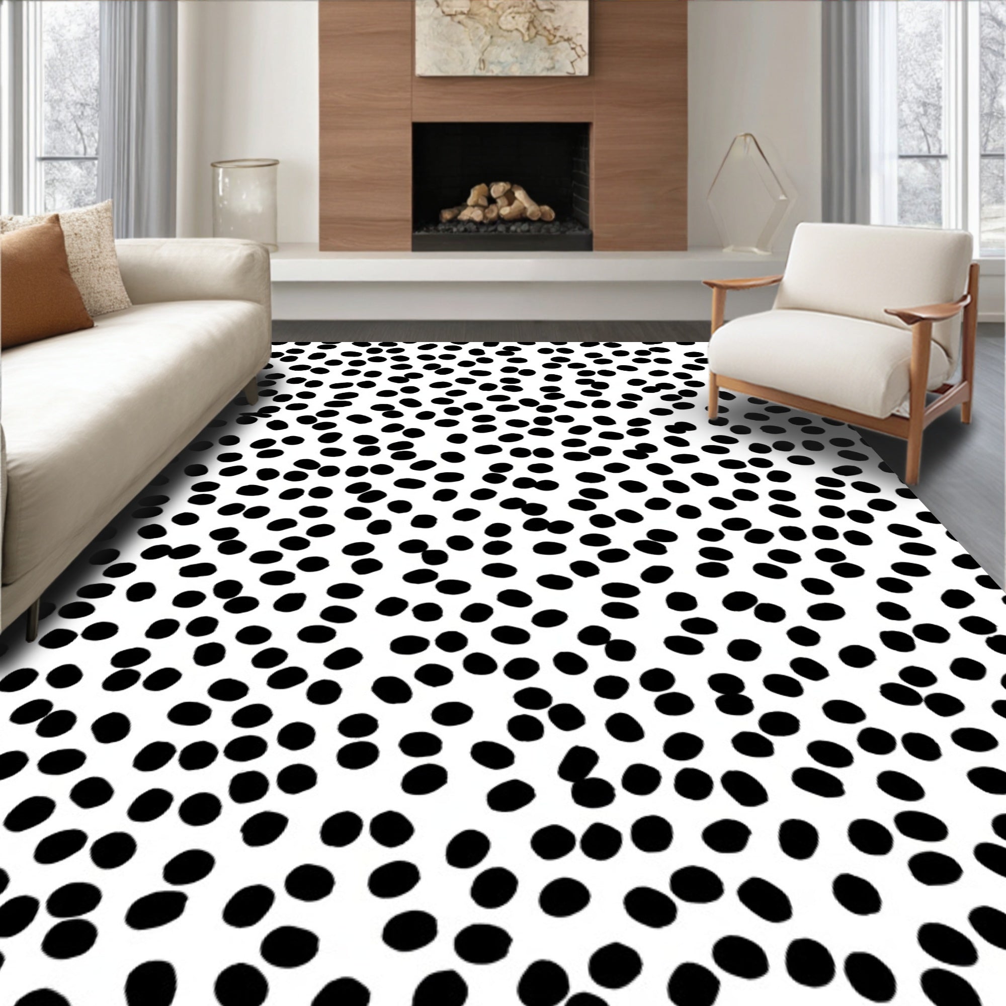 Random Black Dot Pattern Rug