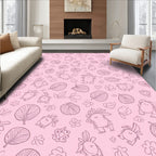 Playful Creature And Floral Pattern Rug