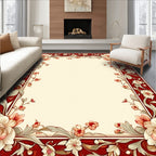 Rich Red Floral Scroll Pattern Rug