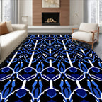 Abstract Royal Blue Geometric Pattern Rug