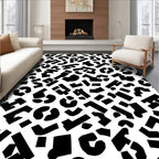 Abstract Black White Geometric Pattern Rug