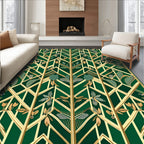 Art Deco Geometric Emerald Floral Pattern Rug