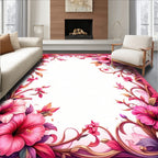 Ornate Floral Vine Border Design Rug
