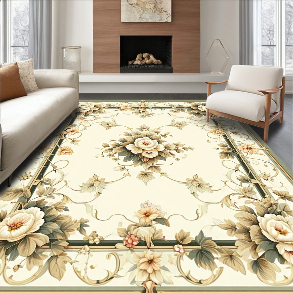 Ornate Floral Vintage Scroll Pattern Rug