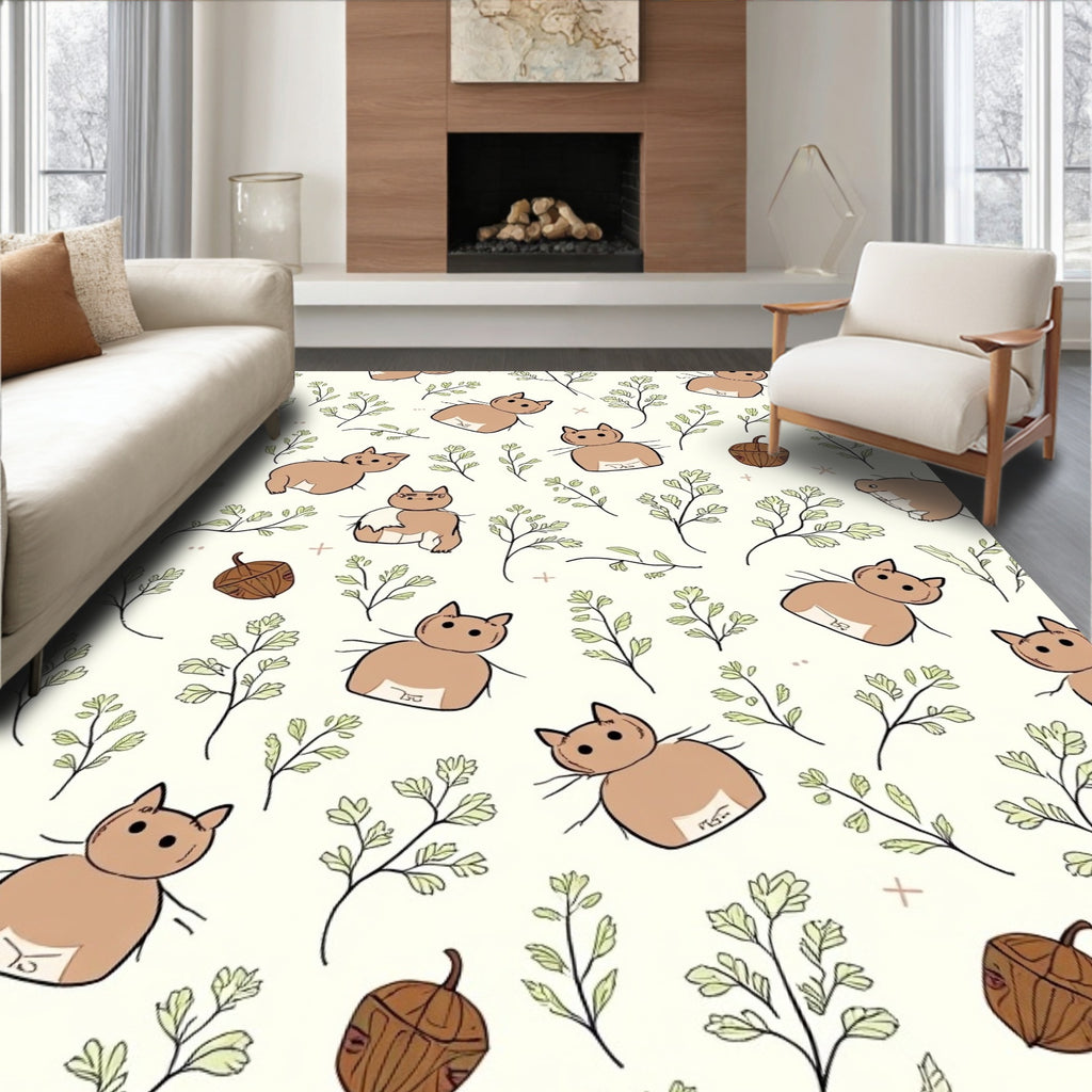 Cute Cats and Acorn Print Rug