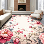 Whimsical Pink Floral Garden Rug