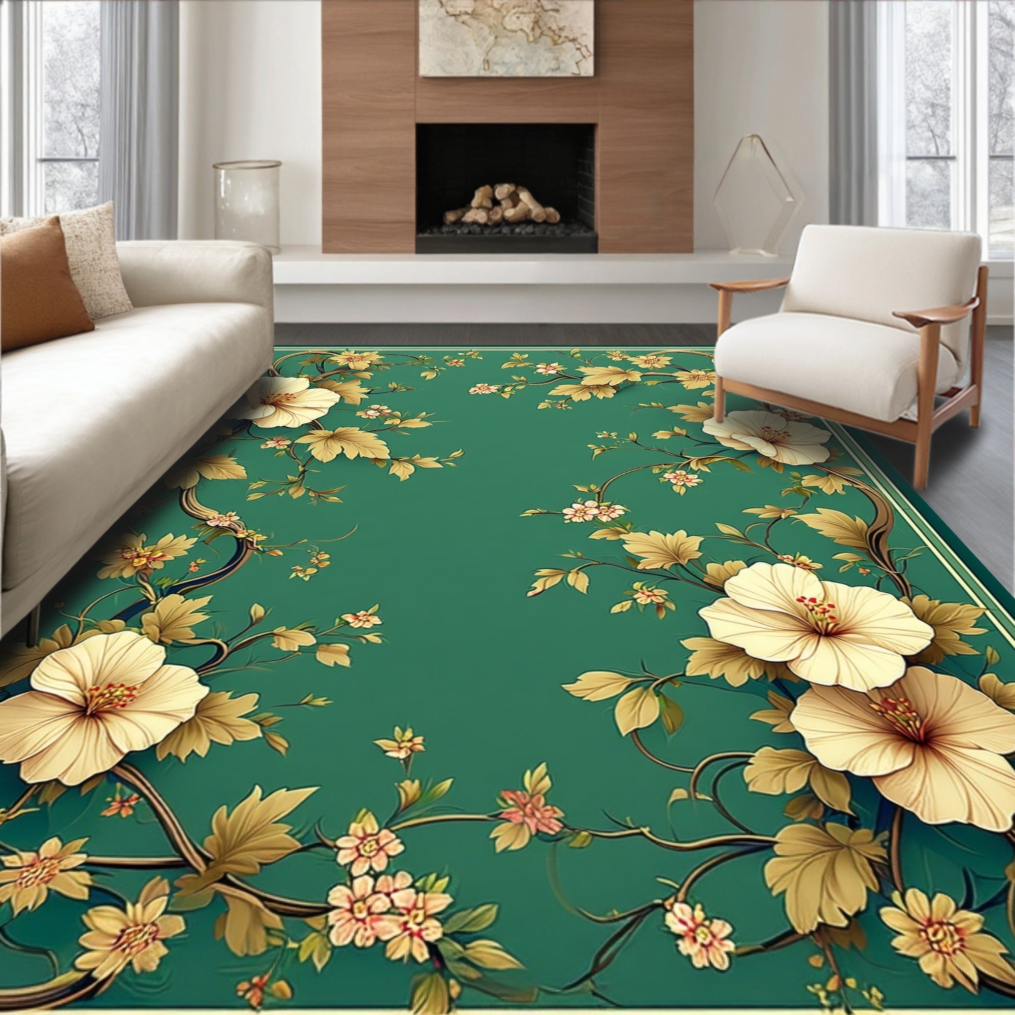 Elegant Floral Vine Pattern Rug