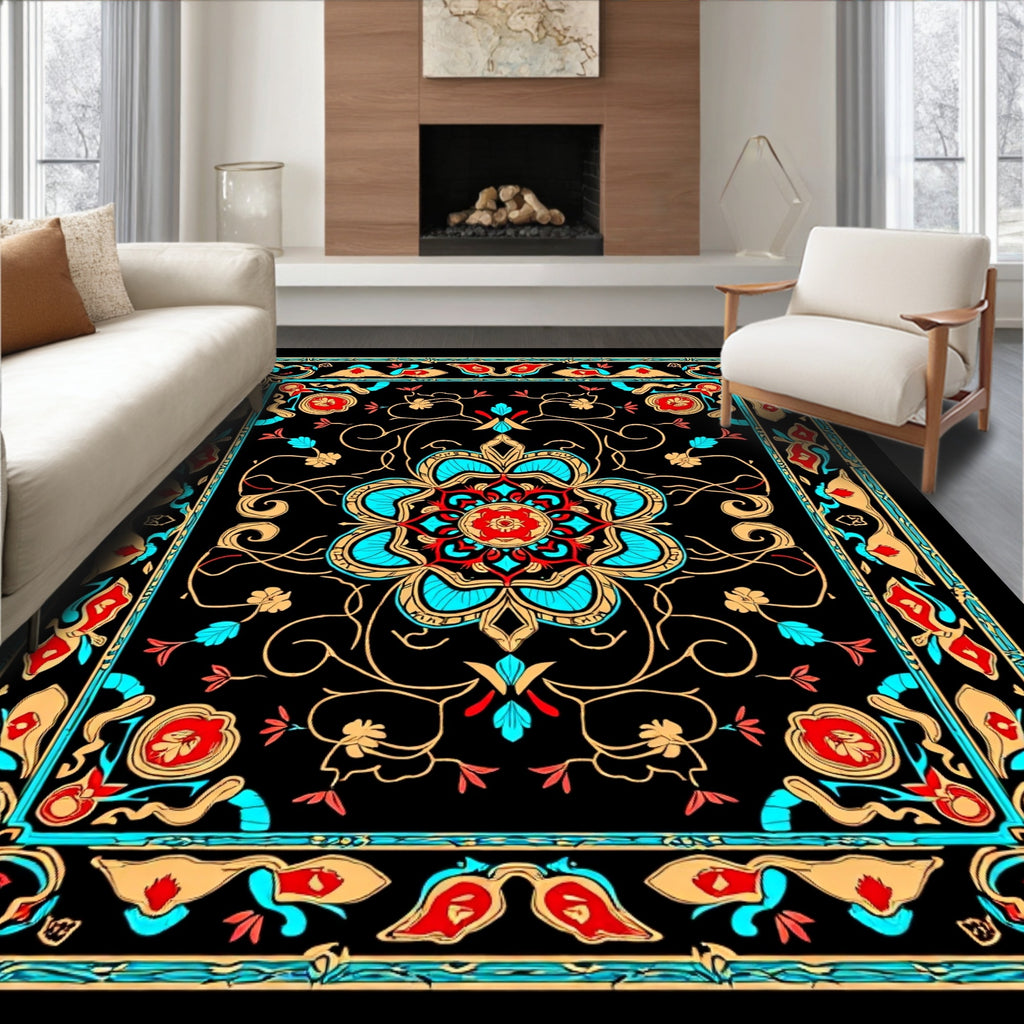 Intricate Floral Mandala Patterned Rug