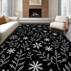 White Snowflake Branch Silhouette Rug