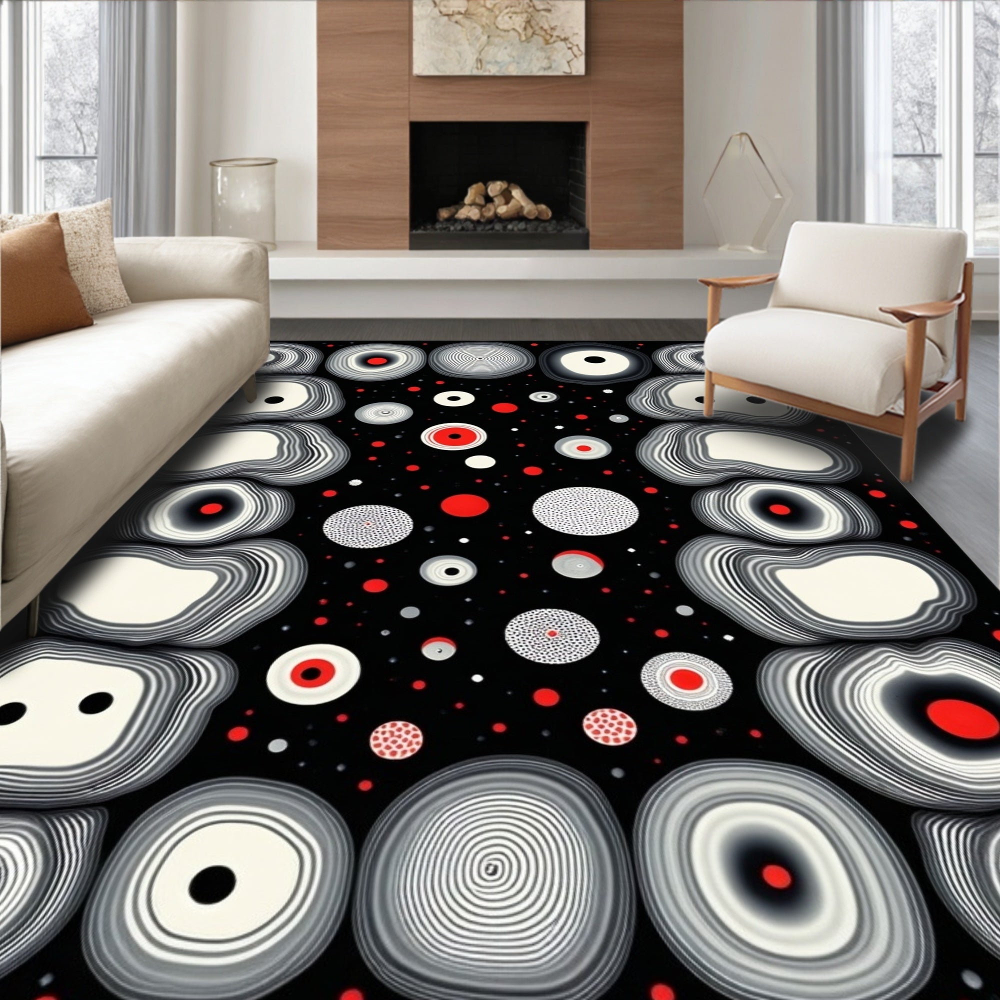 Abstract Organic Eye Pattern Rug