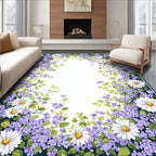 Whimsical Daisy And Forget-Me-Not Floral Pattern Rug