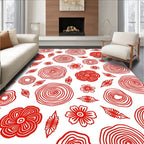 Red Floral Abstract Pattern Rug