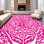 Vibrant Pink Abstract Swirl Pattern Rug