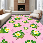 Pink Floral Pattern with White Flowers Rug