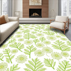 Green Daisy Floral Pattern Rug