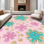 Retro Swirly Floral Pattern Rug