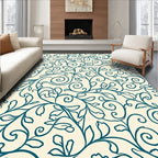 Teal Vine Swirl Pattern Rug
