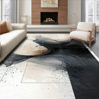 Abstract Ink Swirls With Soft Accent Rug