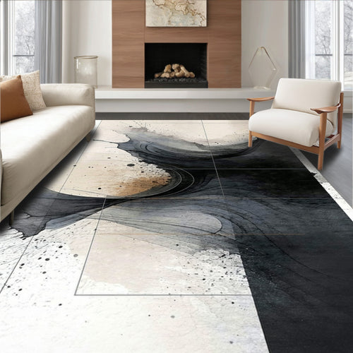 Abstract Ink Swirls With Soft Accent Rug