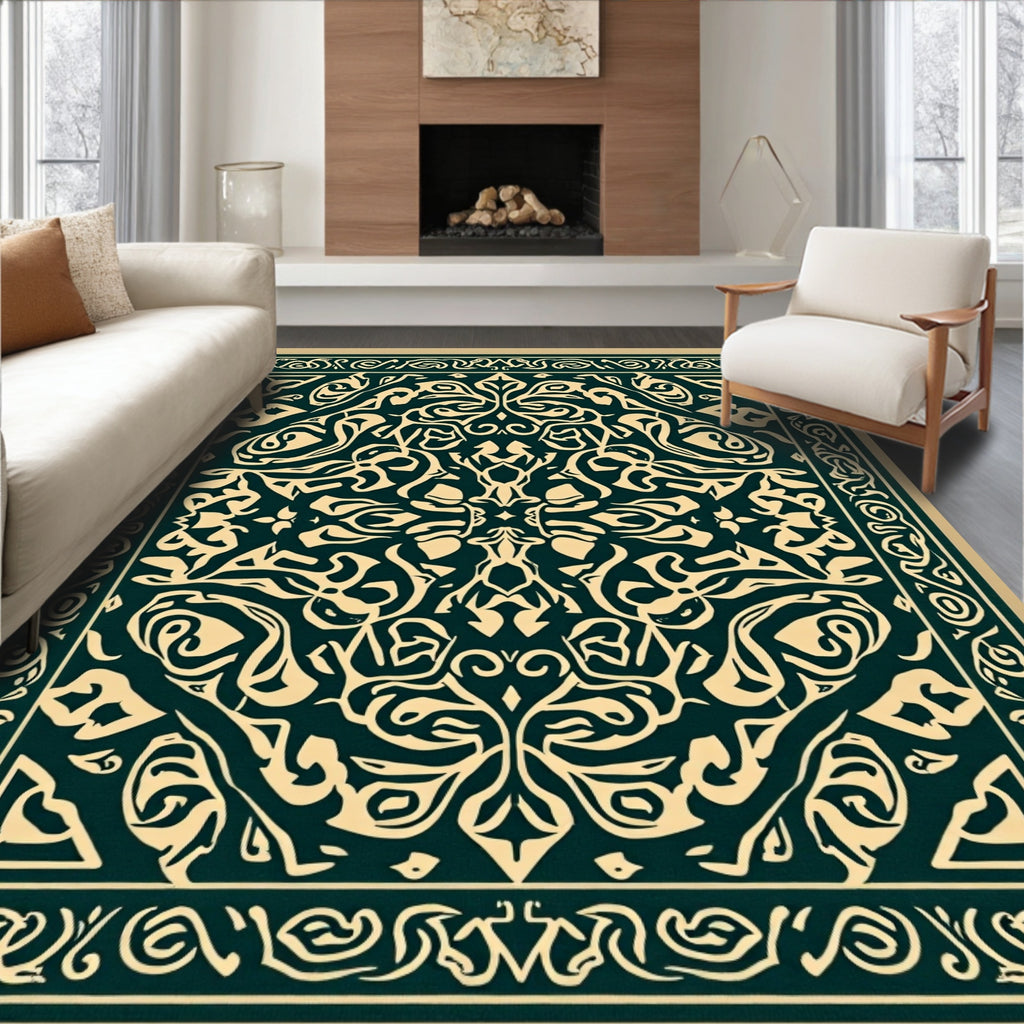 Ornate Floral Inlay Pattern Rug