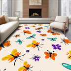 Vibrant Butterfly Flower Medley Pattern Rug