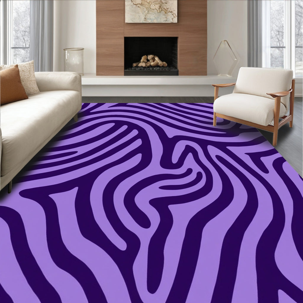 Purple And Lavender Zebra Stripes Rug