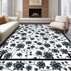Dark Floral Vine Patterned Rug
