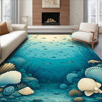 Underwater Scene Fish Coral Seashells Rug
