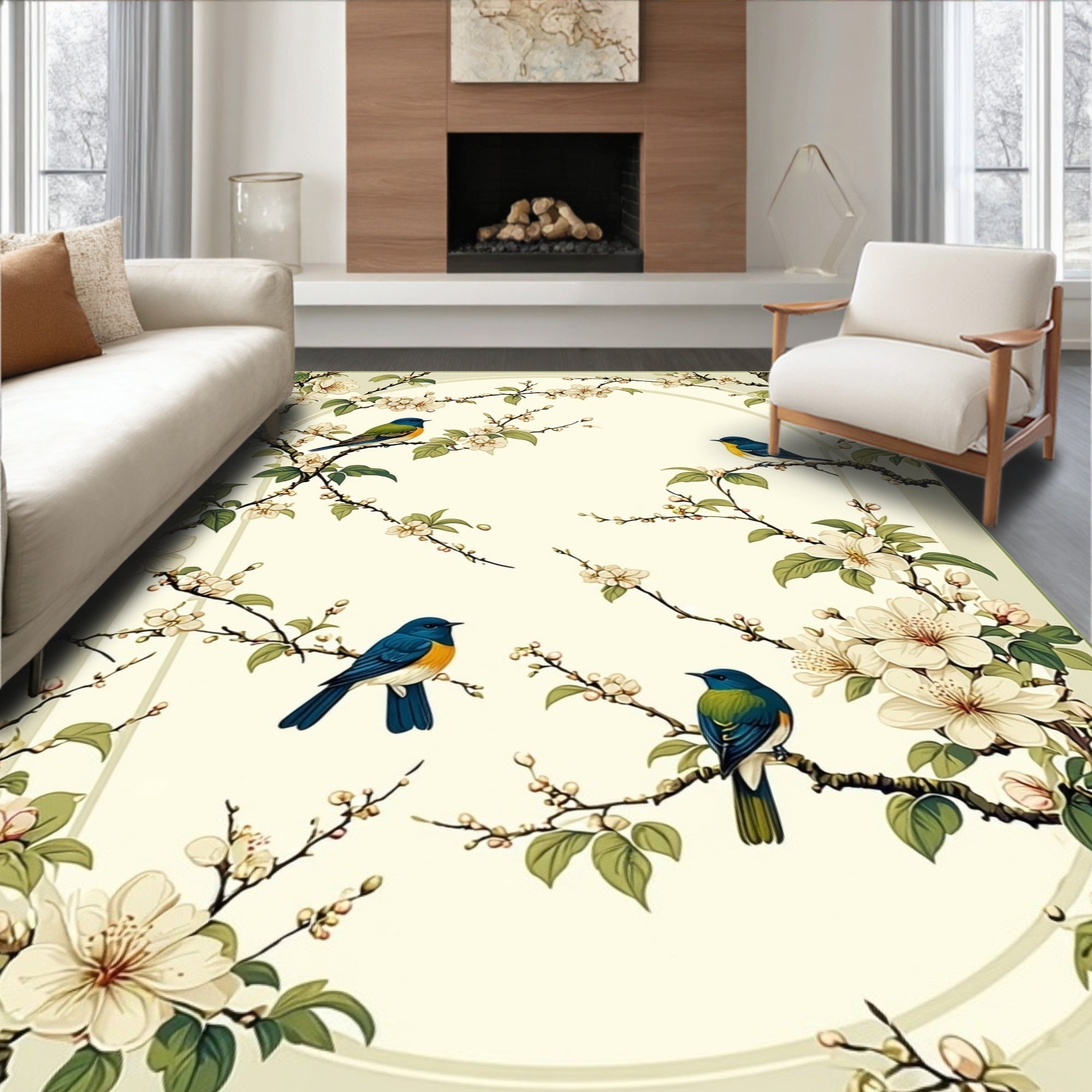 Birds and Blossoms Eastern Style Rug