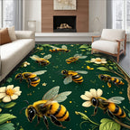 Buzzing Bees And Floral Garden Design Rug