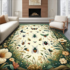 Nature Insect And Floral Pattern Rug