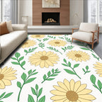 Sunny Daisy and Leaf Pattern Rug