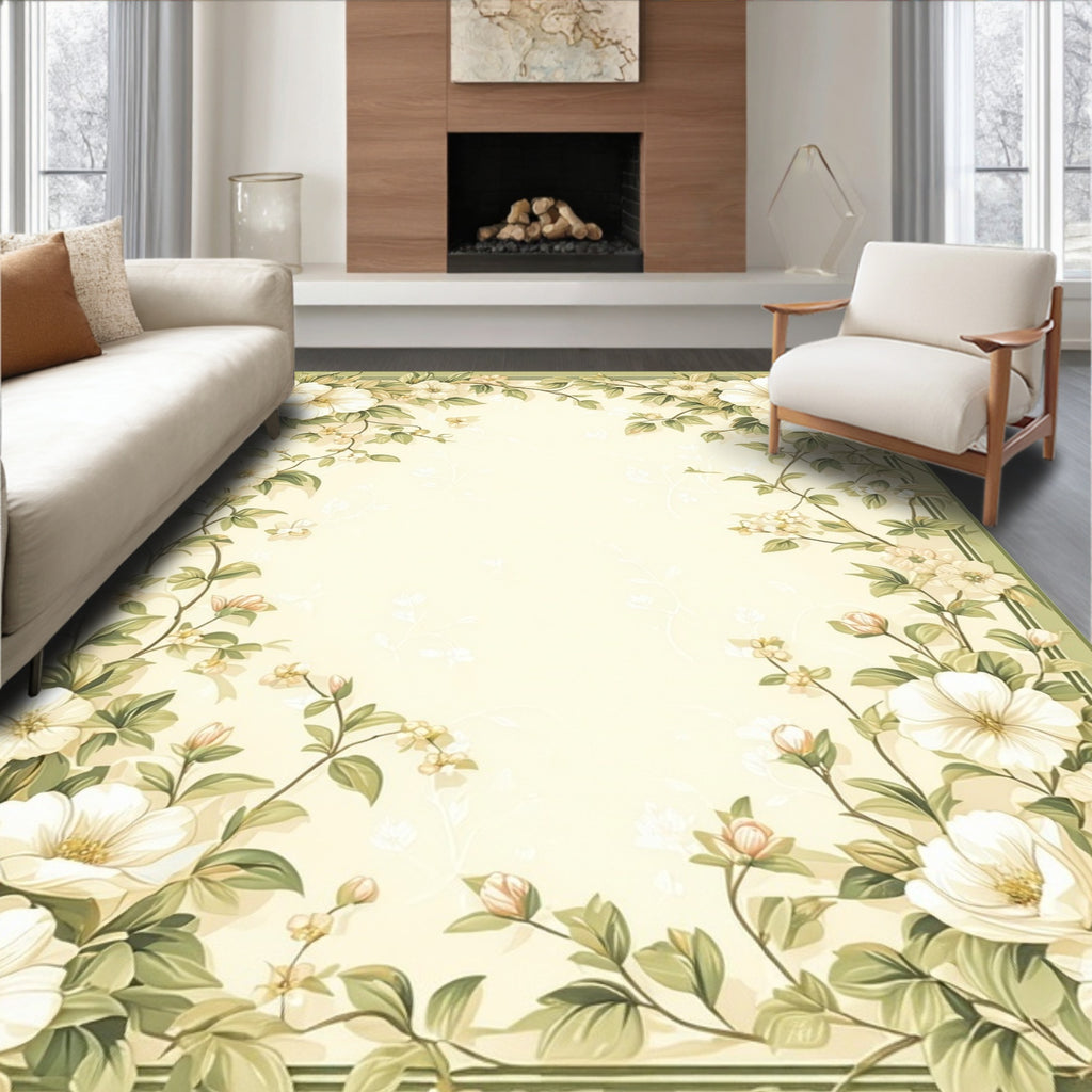 Floral Vine Border Design Rug