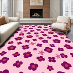 Charming Pink Floral Pattern Design Rug
