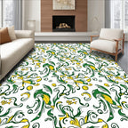 Emerald Gold Flowing Floral Swirls Rug