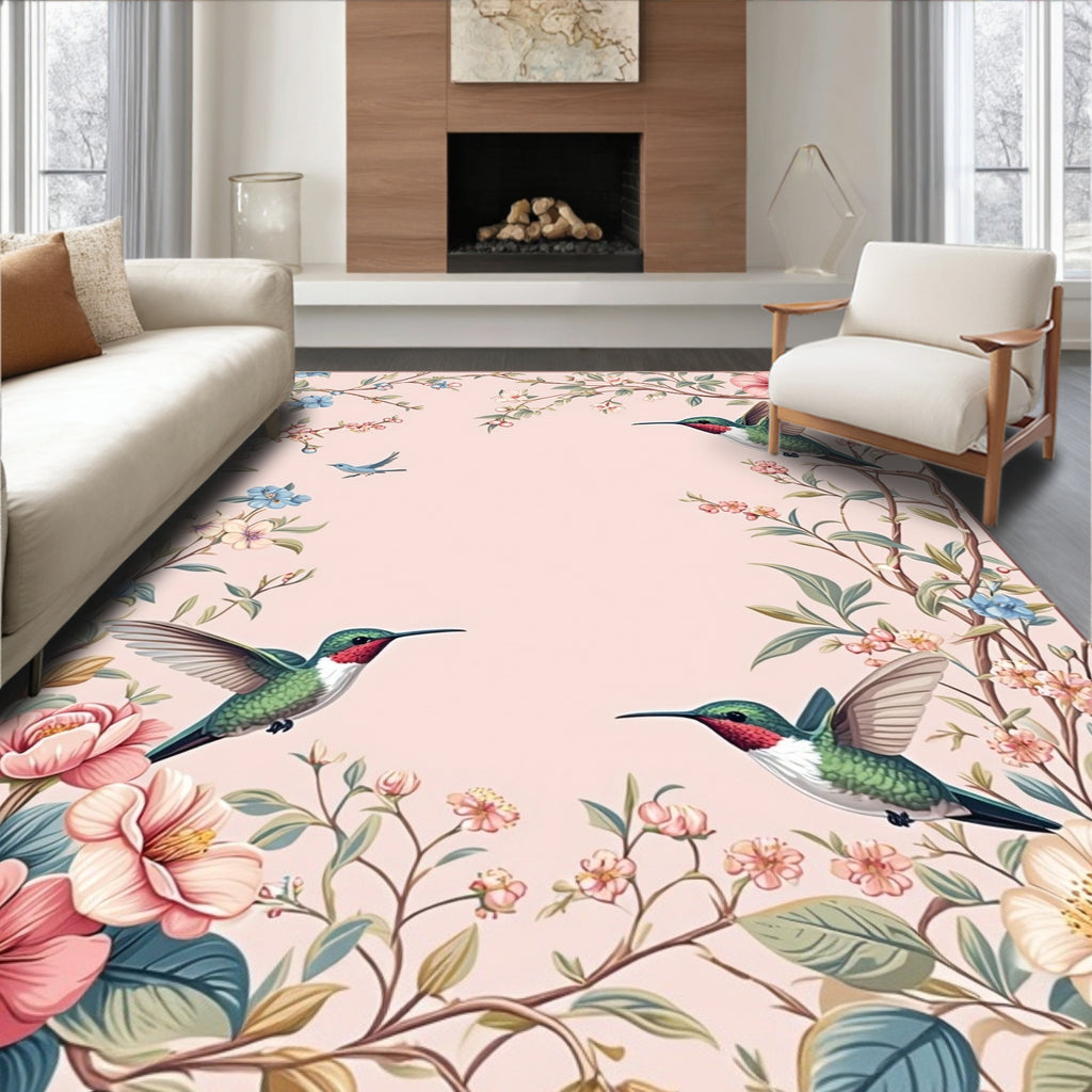 Hummingbird Floral Garden Pattern Rug
