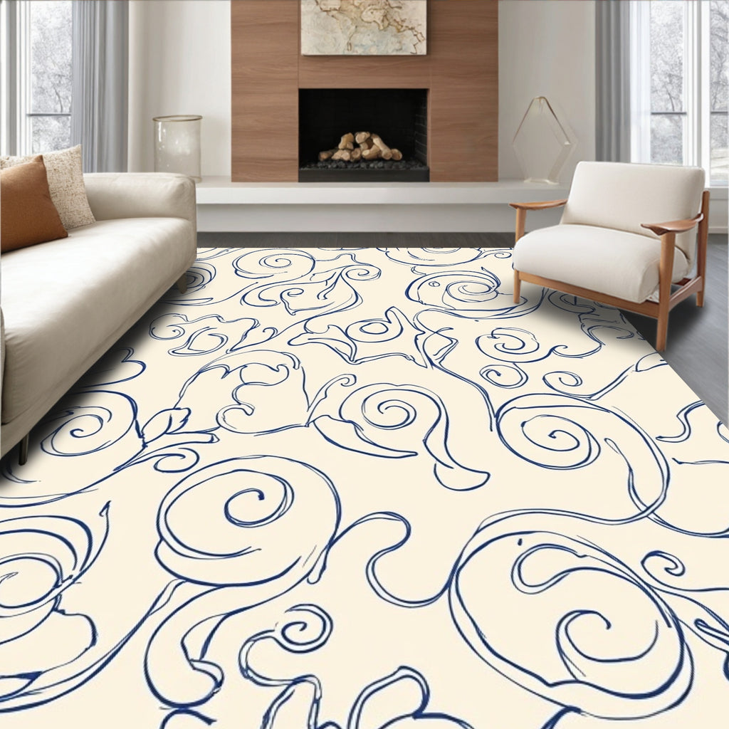 Abstract Swirl Vine Pattern Rug