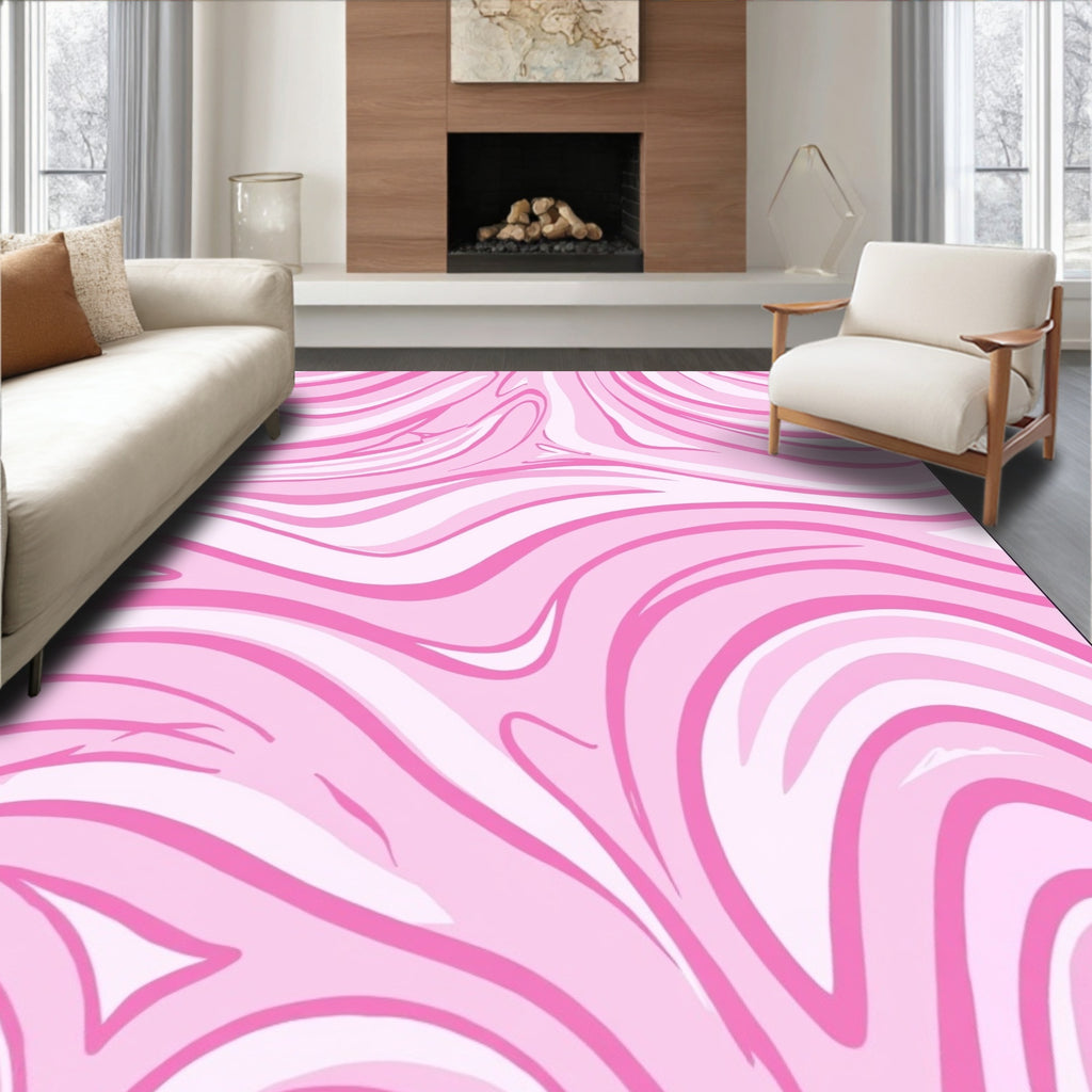 Pink Swirl Abstract Patterned Rug