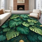 Lush Green Leafy Tropical Design Rug