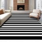 Classic Black And White Striped Rug