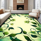 Green Vine Swirl Pattern Rug