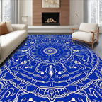 Royal Blue Abstract Mandala Pattern Rug
