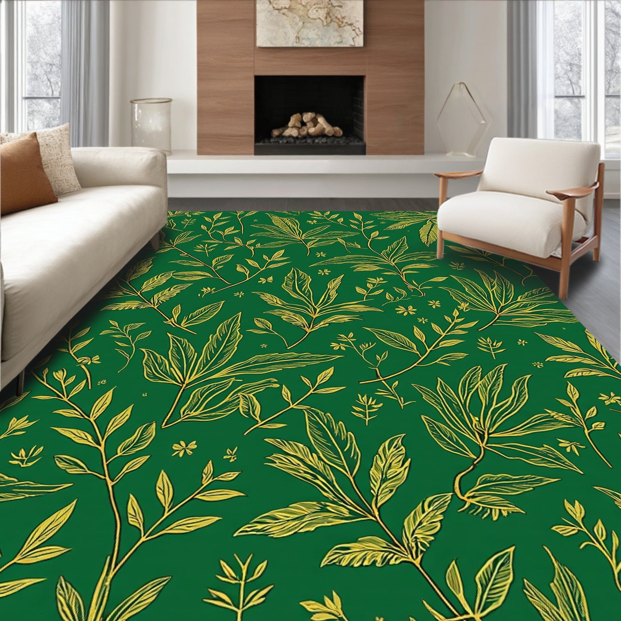 Nature's Lush Foliage Pattern Rug