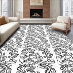 Abstract Figure Patterned Black and White Rug