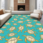 Whimsical Yellow Turtle Pattern Rug